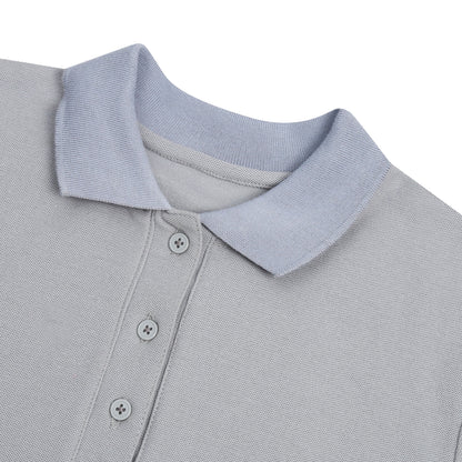 Polo 7 Top in Grey/Aqua