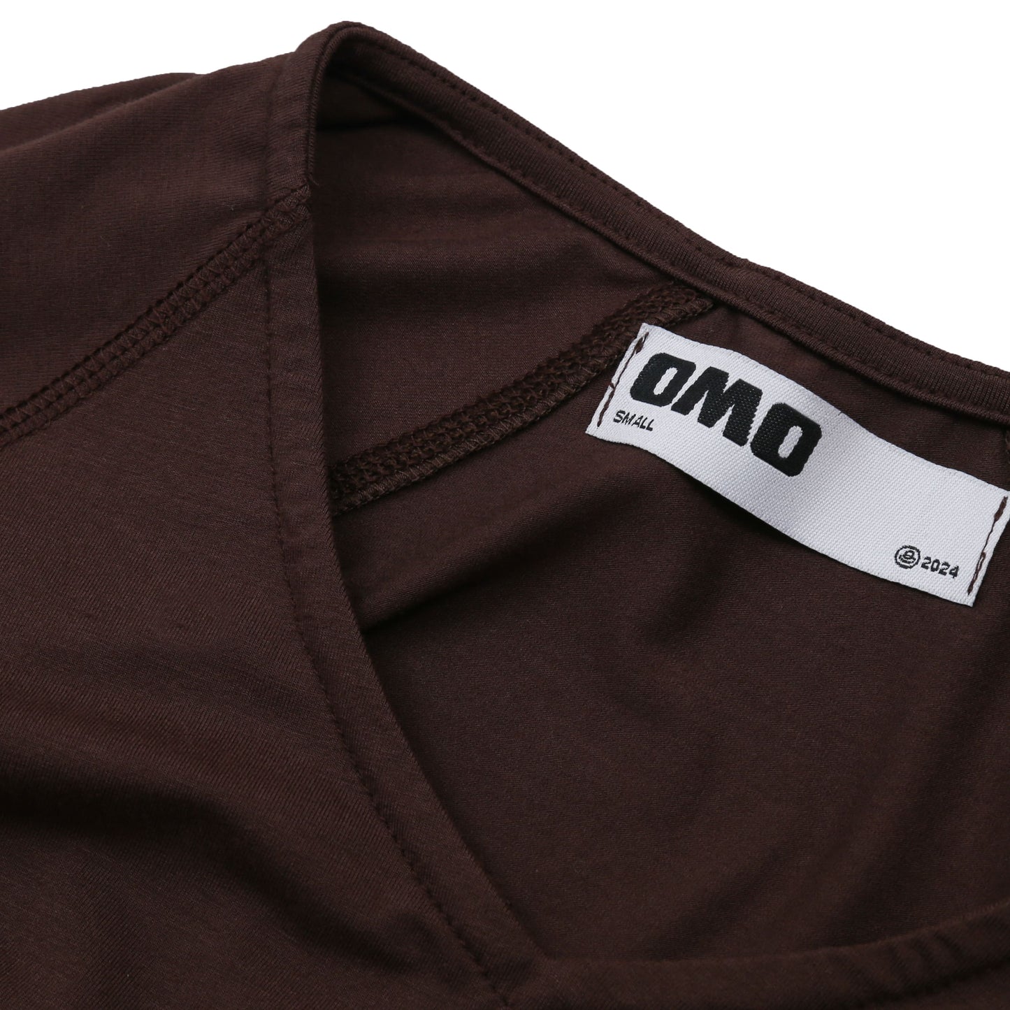 V-Neck Long Sleeve Top in Brown