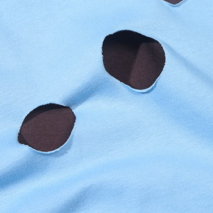 Pom Layered T-Shirt - Blue-Brown