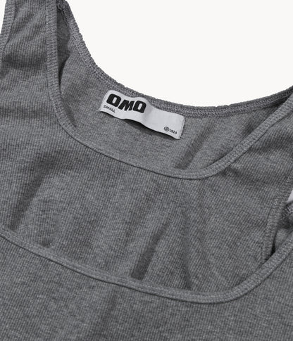 Layered Long Sleeve Rib Top in Grey