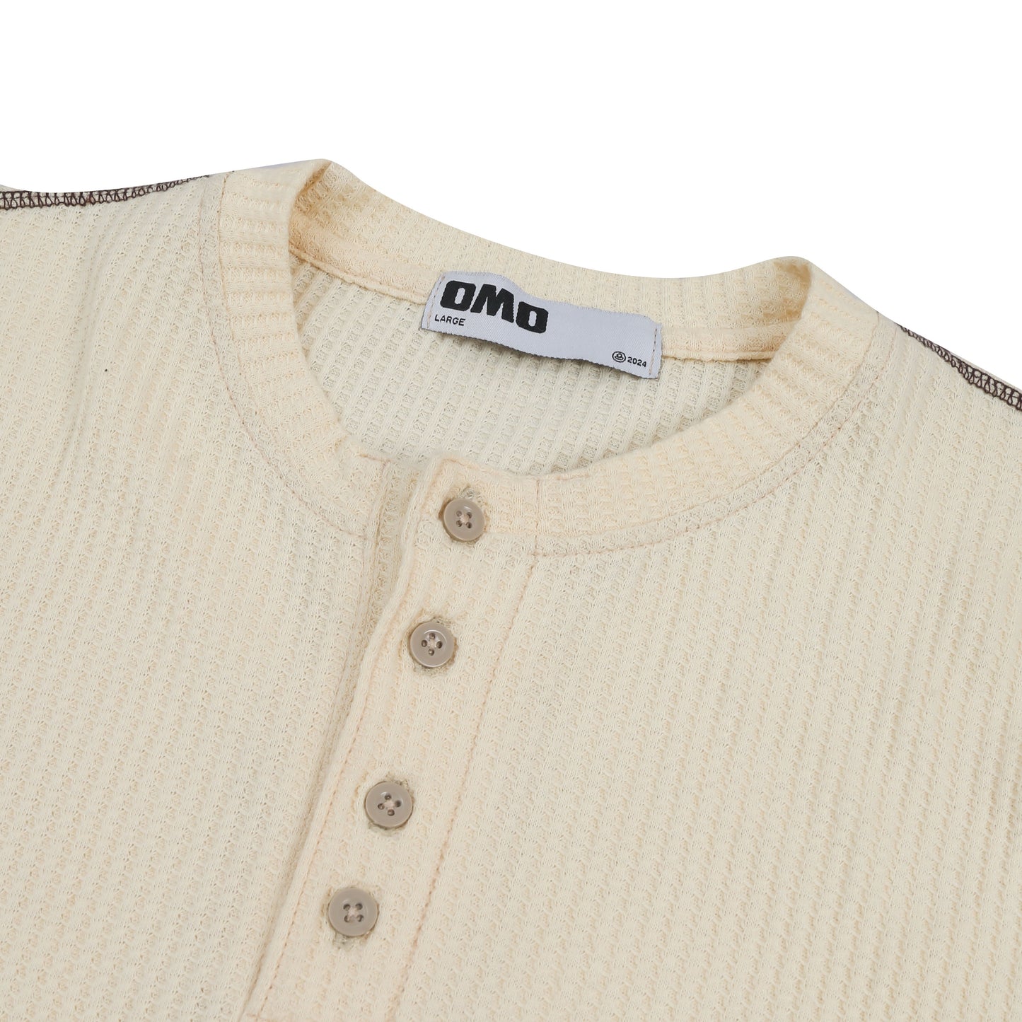 Washed Henley Shirt in Beige