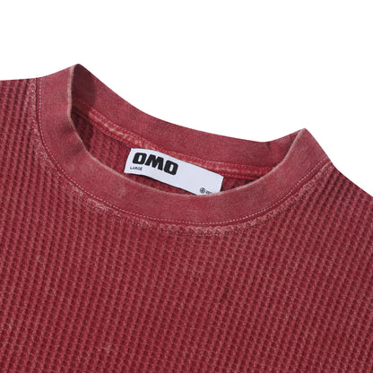 Waffle Washed Tee in Red