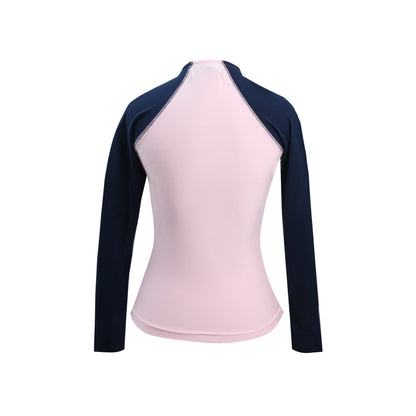 V-Neck Long Sleeve Top in Pink/Navy