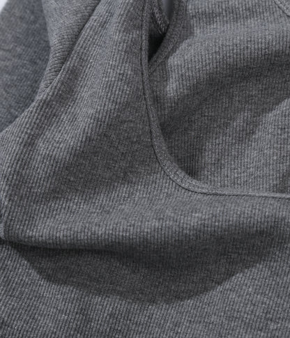 Layered Long Sleeve Rib Top in Grey