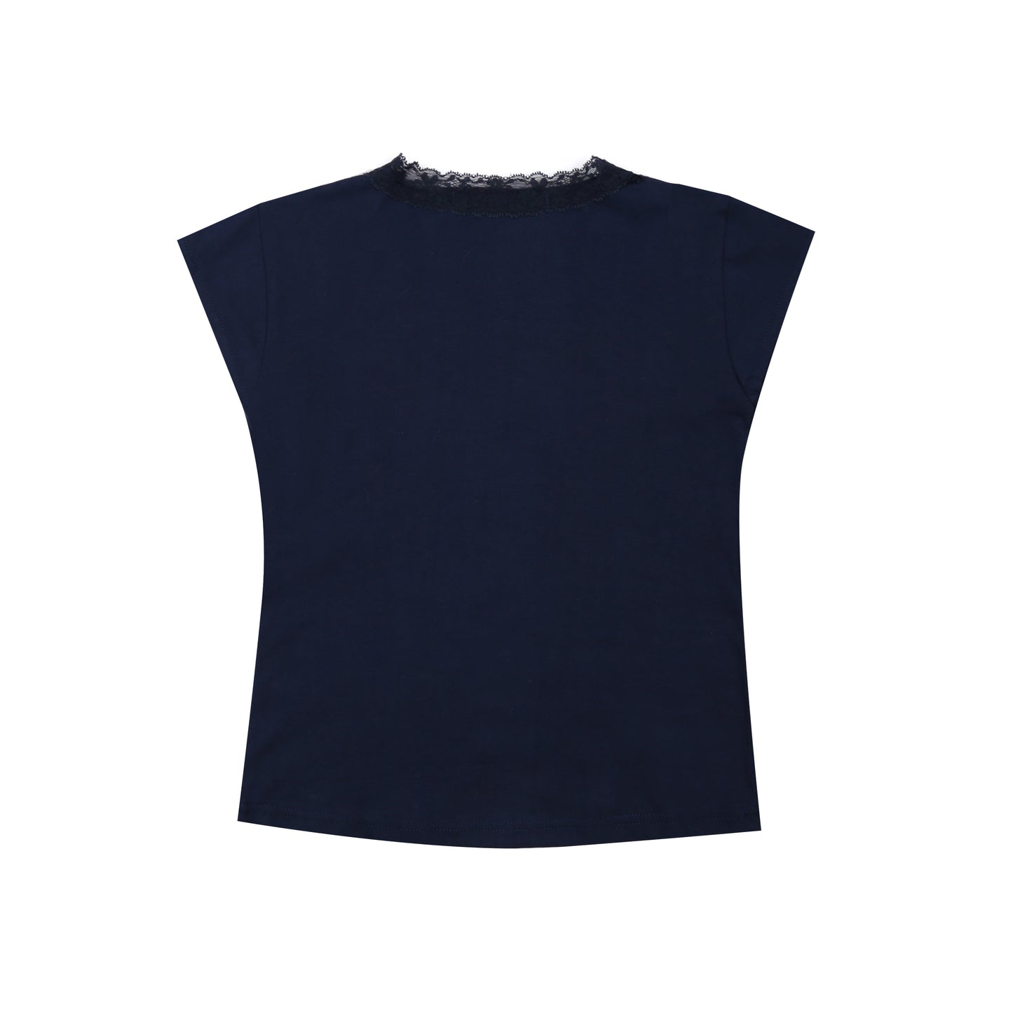 Lace V-Neck T-Shirt in Navy