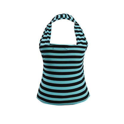 Bandeau Twist Top in Black/Mint