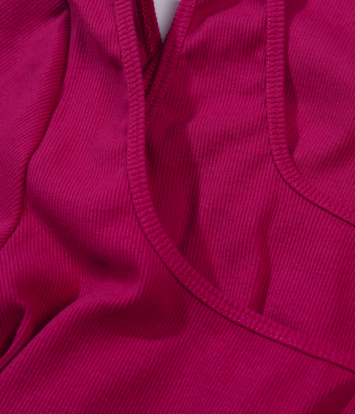 Layered Long Sleeve Rib Top in Fuschia