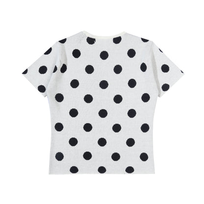 Polkadot Knit Top - Broken White
