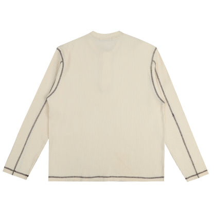 Washed Henley Shirt in Beige