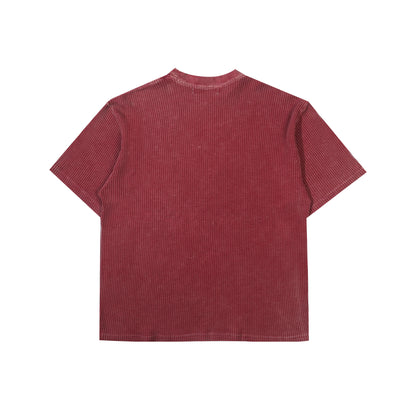 Waffle Washed Tee in Red