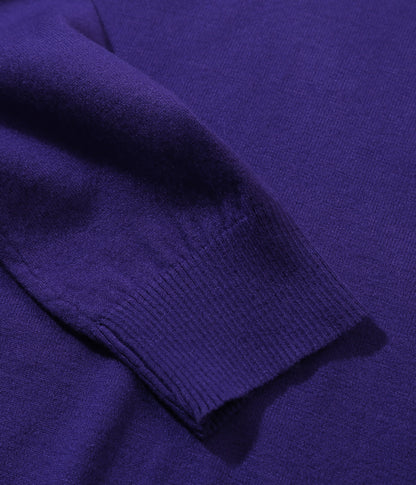 Knit V-Neck Sweater in Purple