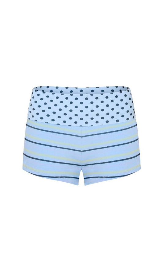 Printed Fold Over Shorts - Sky