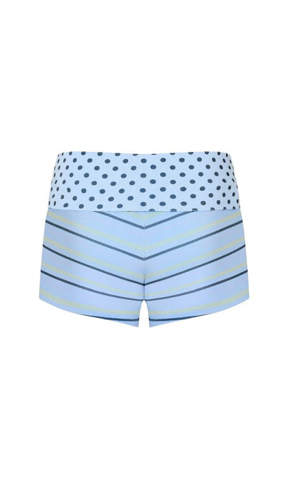 Printed Fold Over Shorts - Sky