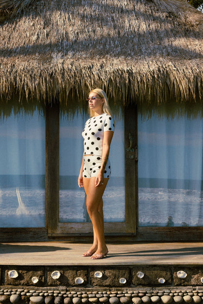 Polkadot Knit Top - Broken White