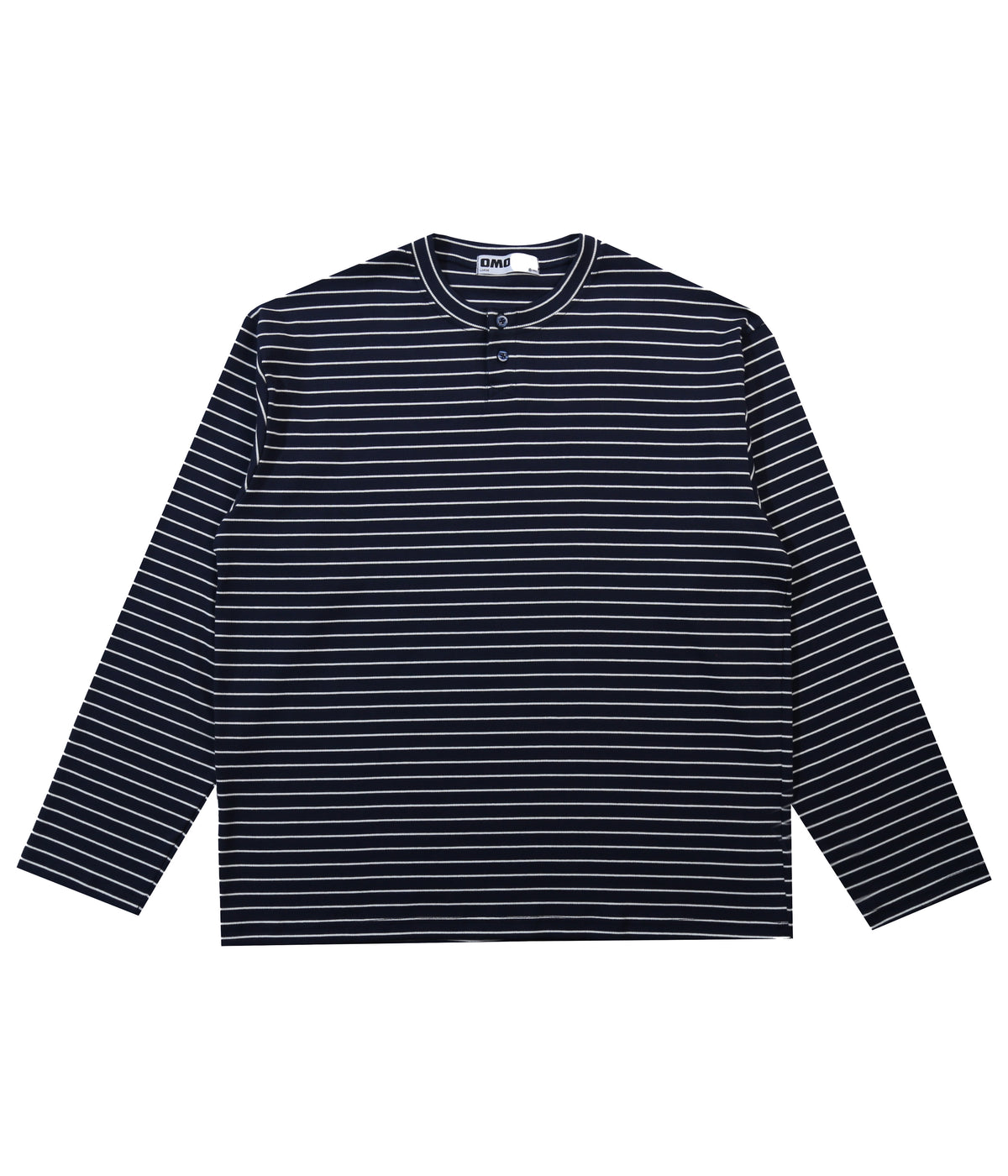 Stripes Henley Long Sleeve Top in Navy