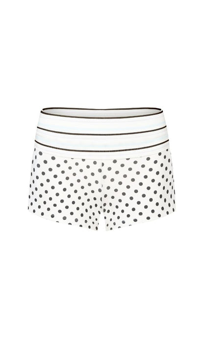 Printed Fold Over Shorts - White
