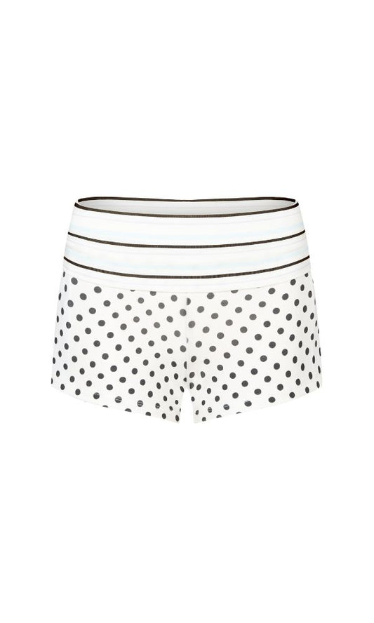 Printed Fold Over Shorts - White