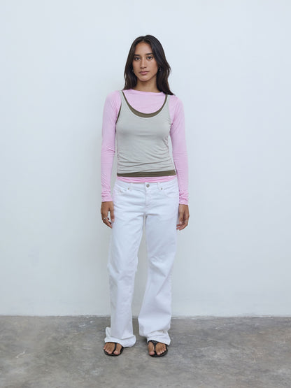 Long Sleeve Layered Top in Gum/Moss/Concrete