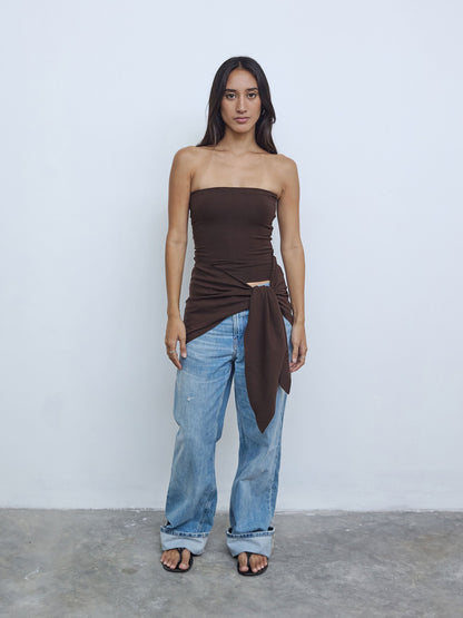 Wrap Tube Top in Brown