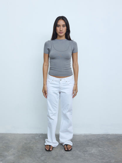 Short Sleeve Layered Top in Smoke
