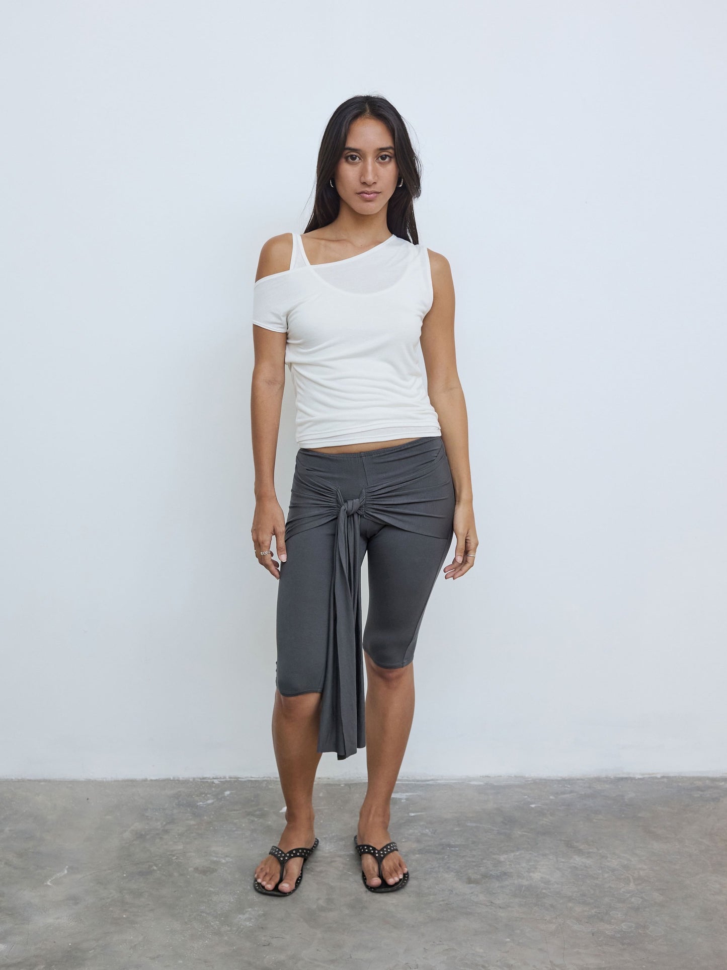 One Shoulder Layered Top in White