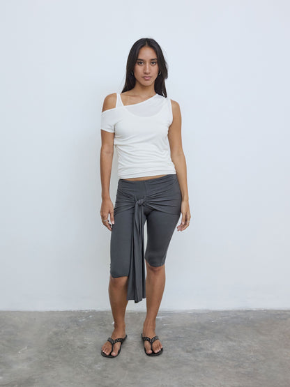 One Shoulder Layered Top in White