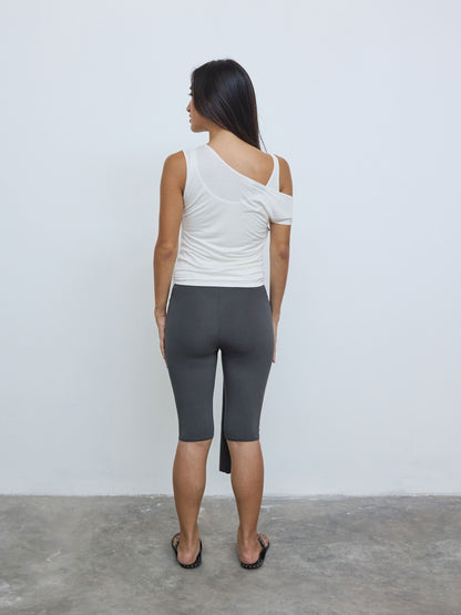 One Shoulder Layered Top in White