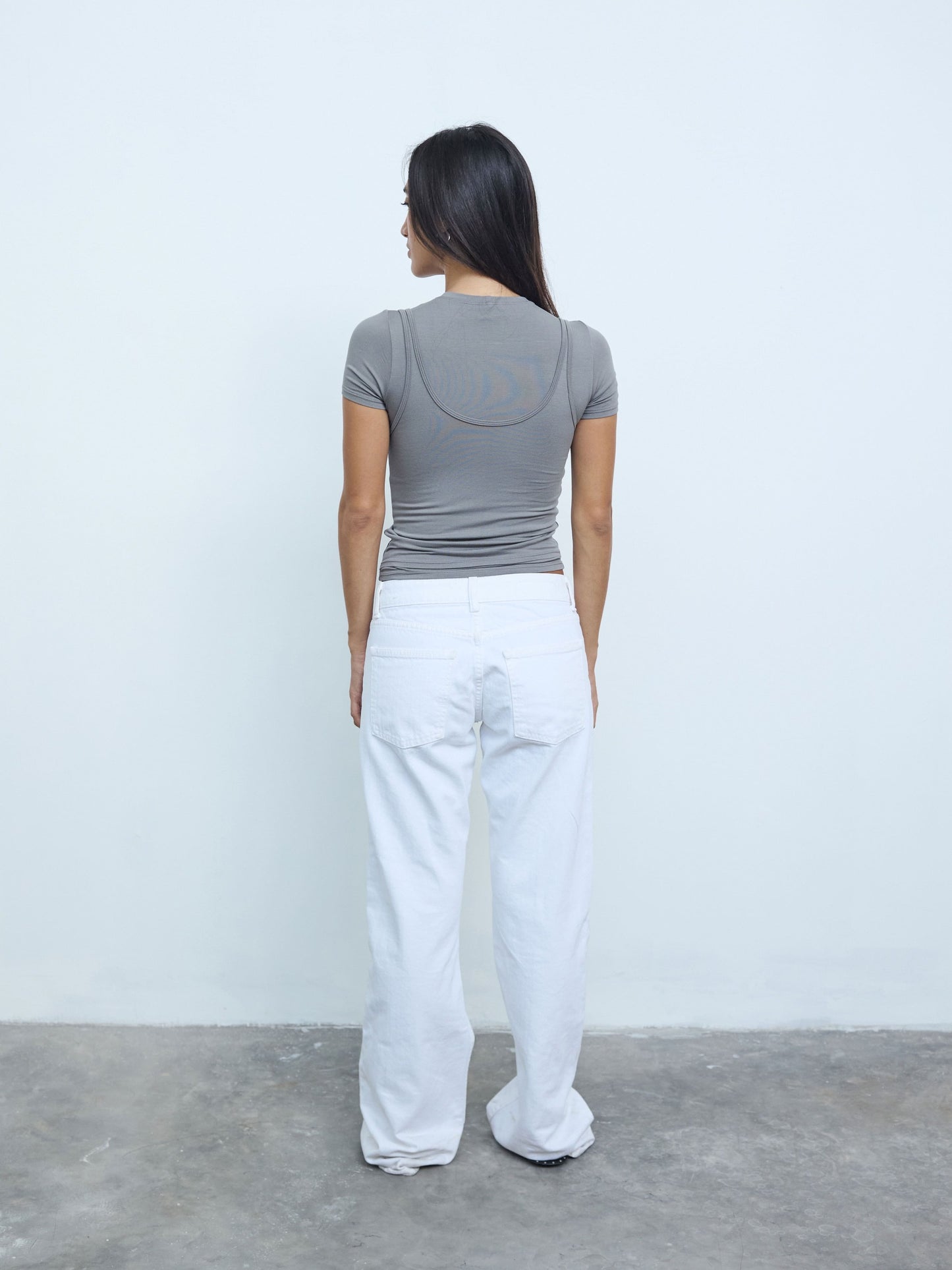Short Sleeve Layered Top in Smoke