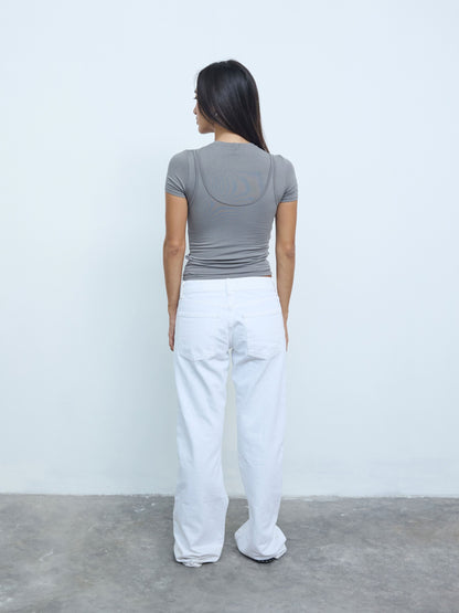Short Sleeve Layered Top in Smoke