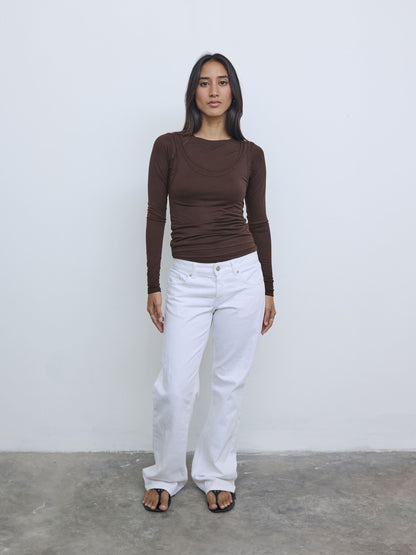 Long Sleeve Layered Top in Brown