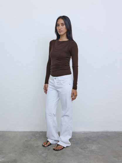Long Sleeve Layered Top in Brown