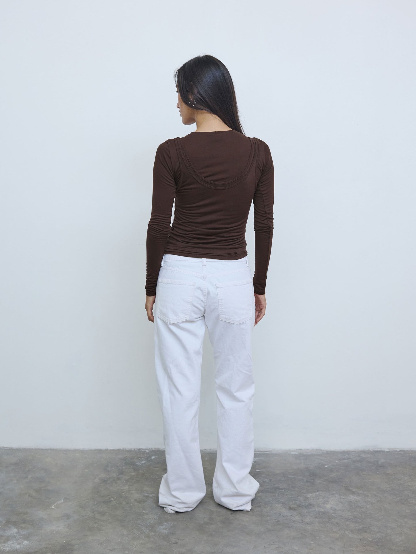 Long Sleeve Layered Top in Brown