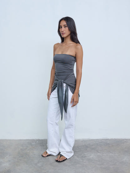 Wrap Tube Top in Smoke