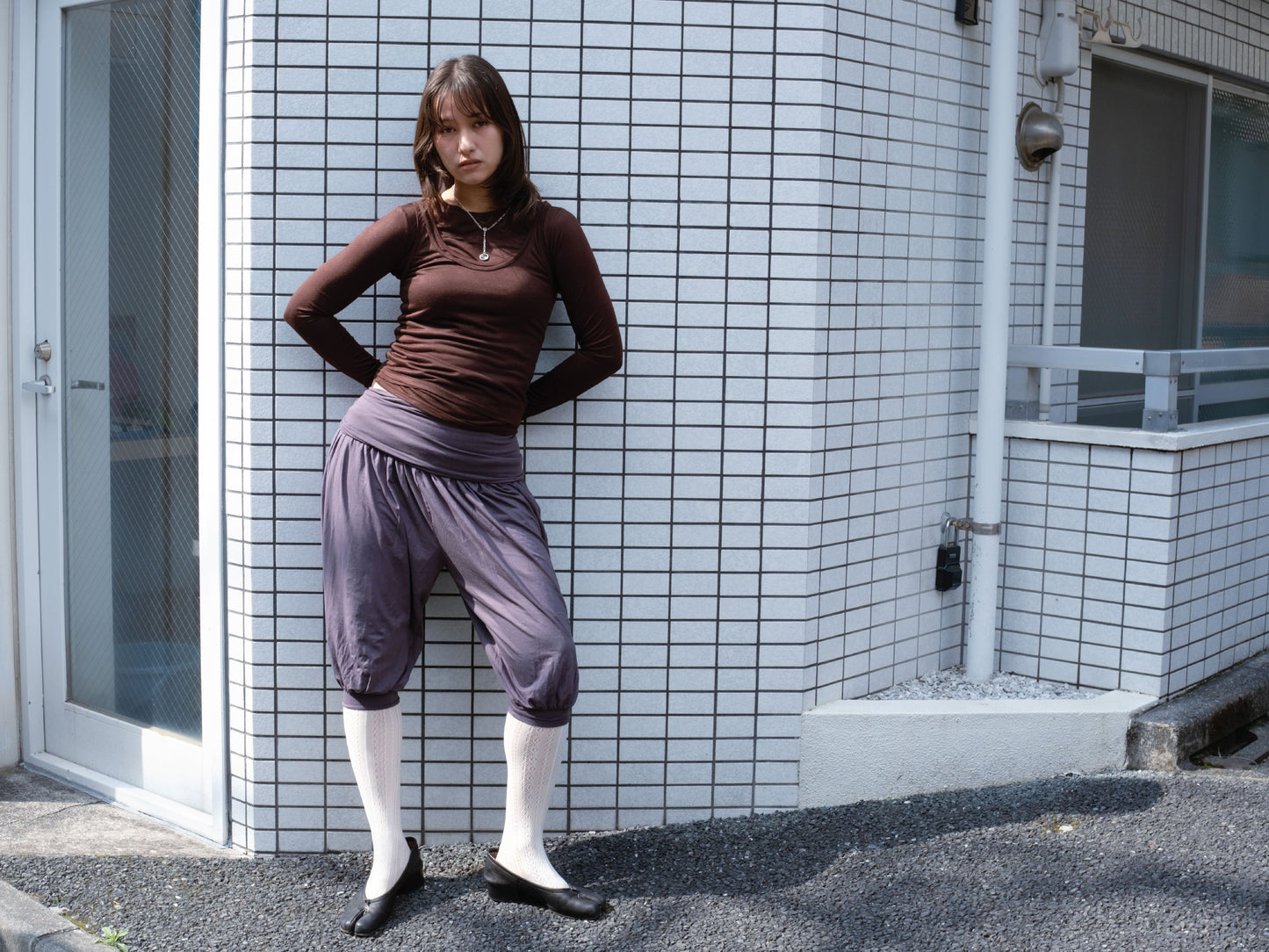 Long Sleeve Layered Top in Brown