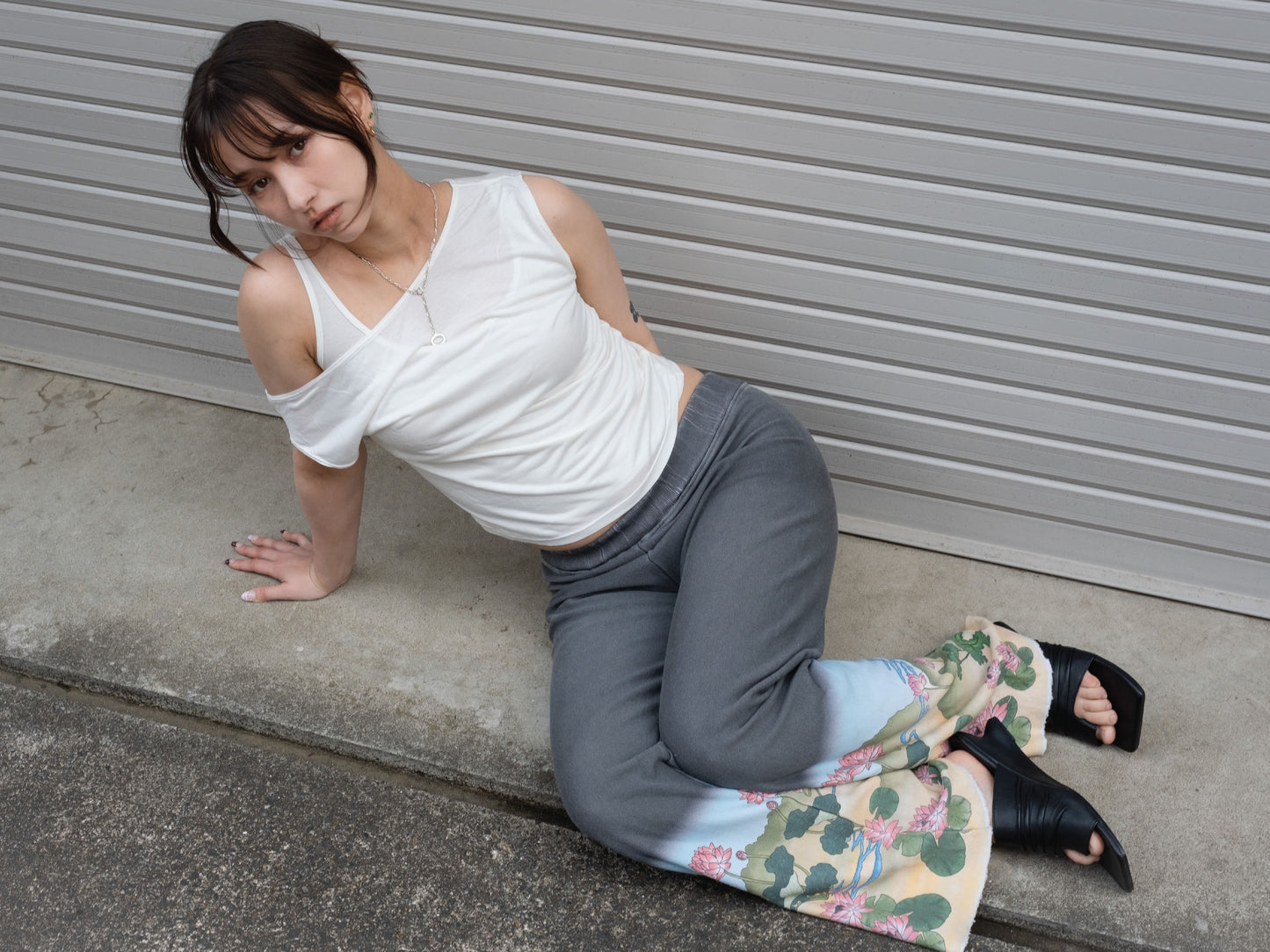 One Shoulder Layered Top in White