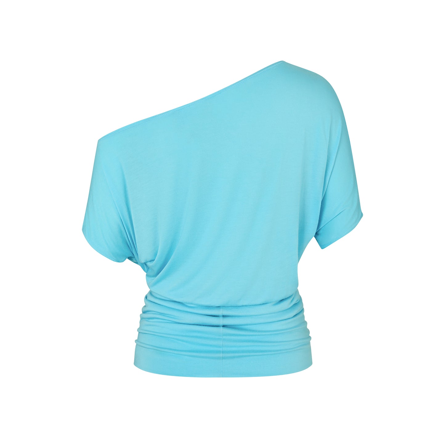 One Shoulder Draped Top in Aqua