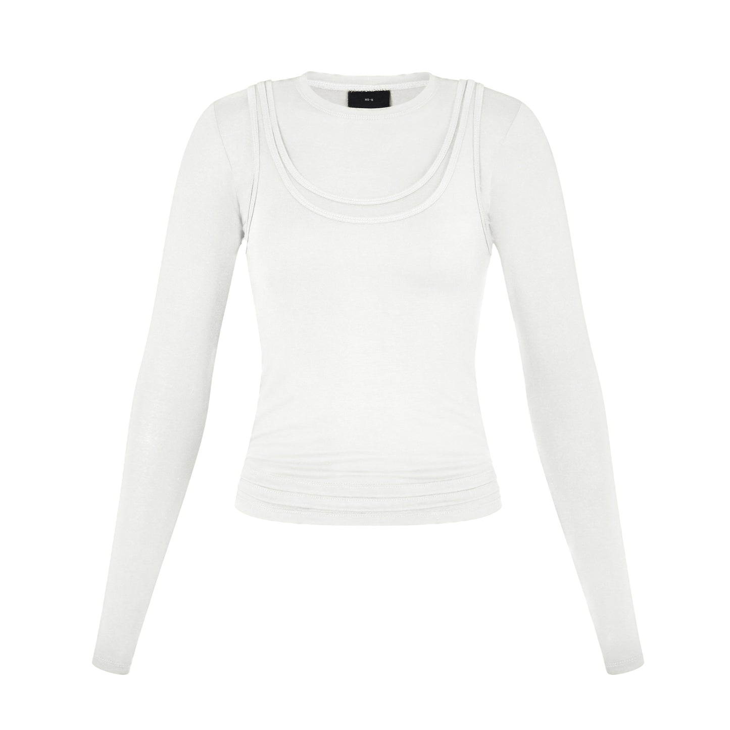 Long Sleeve Layered Top in White