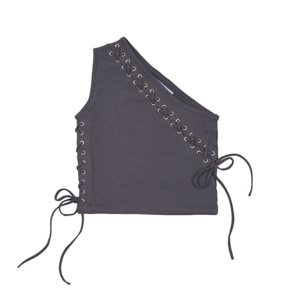 Cross One Shoulder in Dark Grey