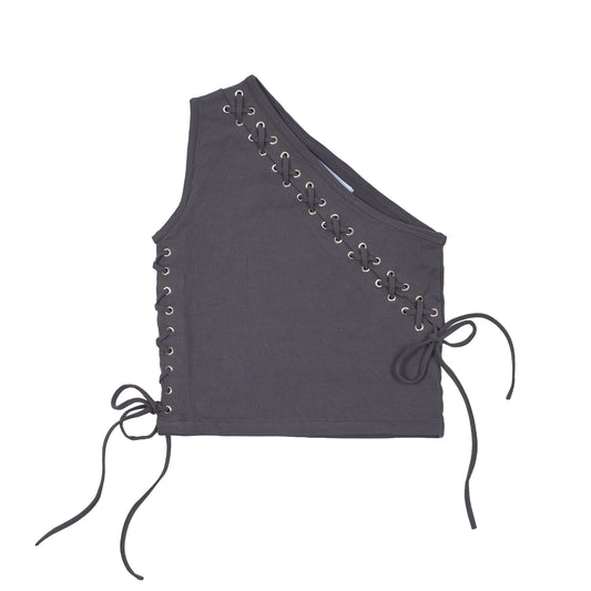 Cross One Shoulder in Dark Grey