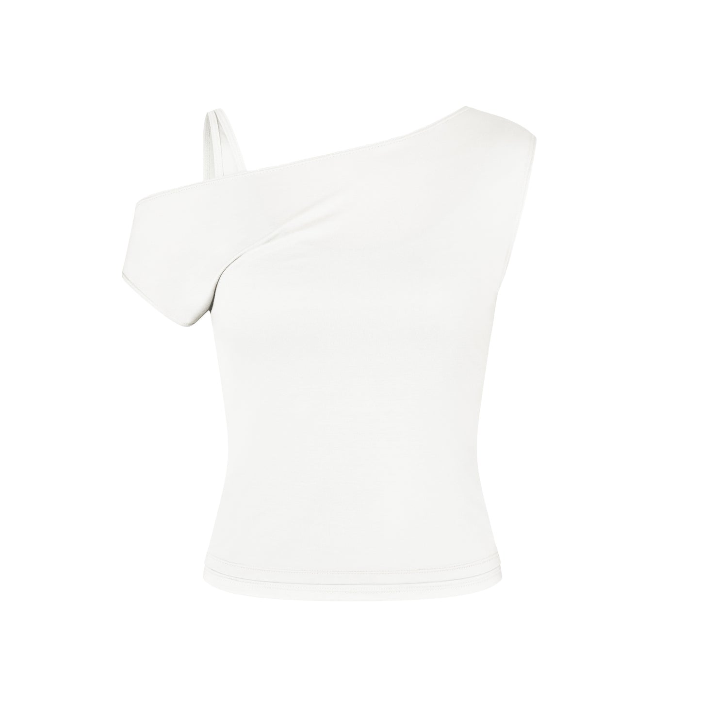 One Shoulder Layered Top in White