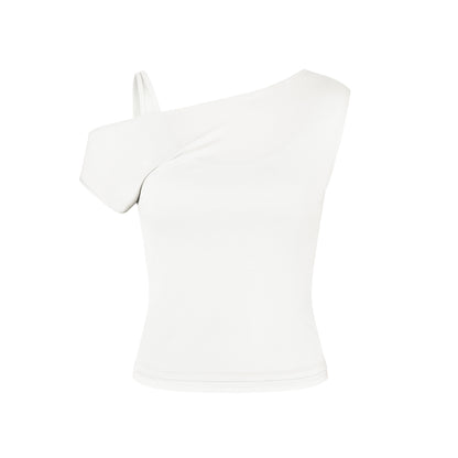 One Shoulder Layered Top in White