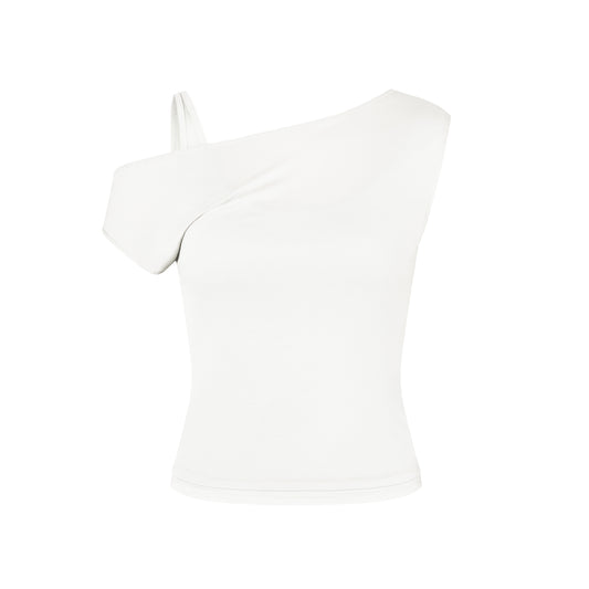 One Shoulder Layered Top in White