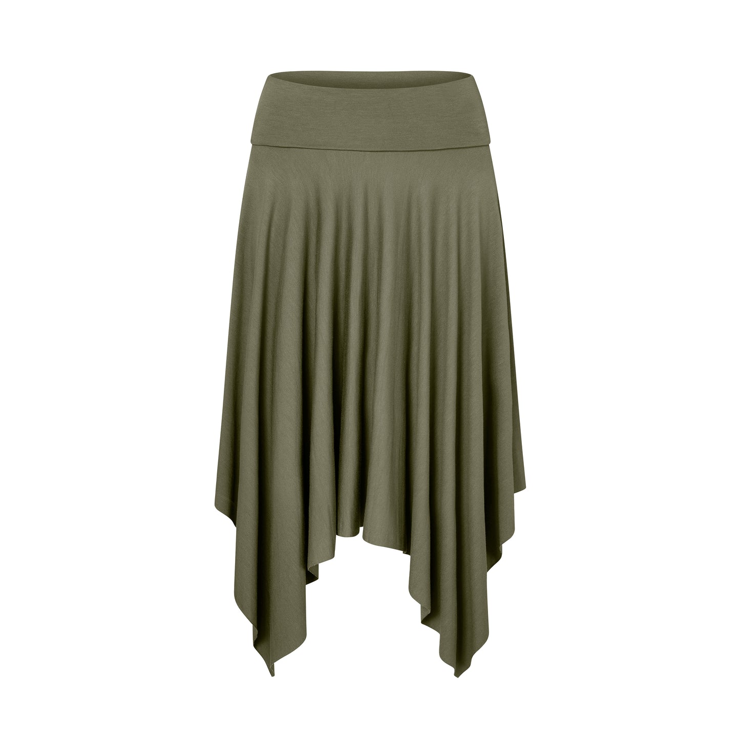 Asymmetric Fold Over Skirt in Moss