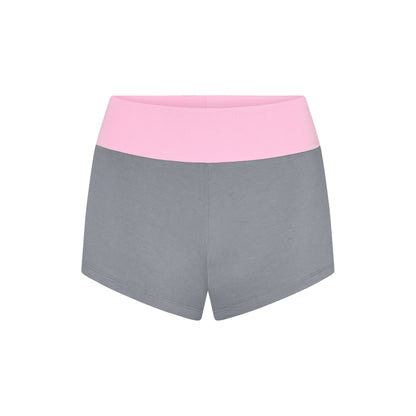 Two-tone Foldover Shorts in Gum/Smoke