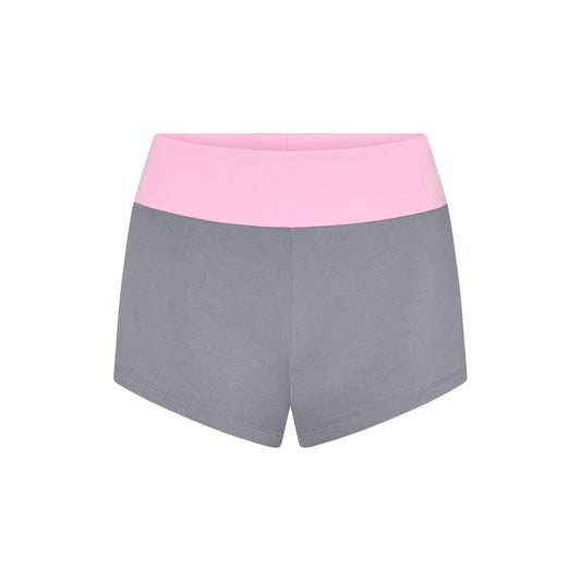 Two-tone Foldover Shorts in Gum/Smoke