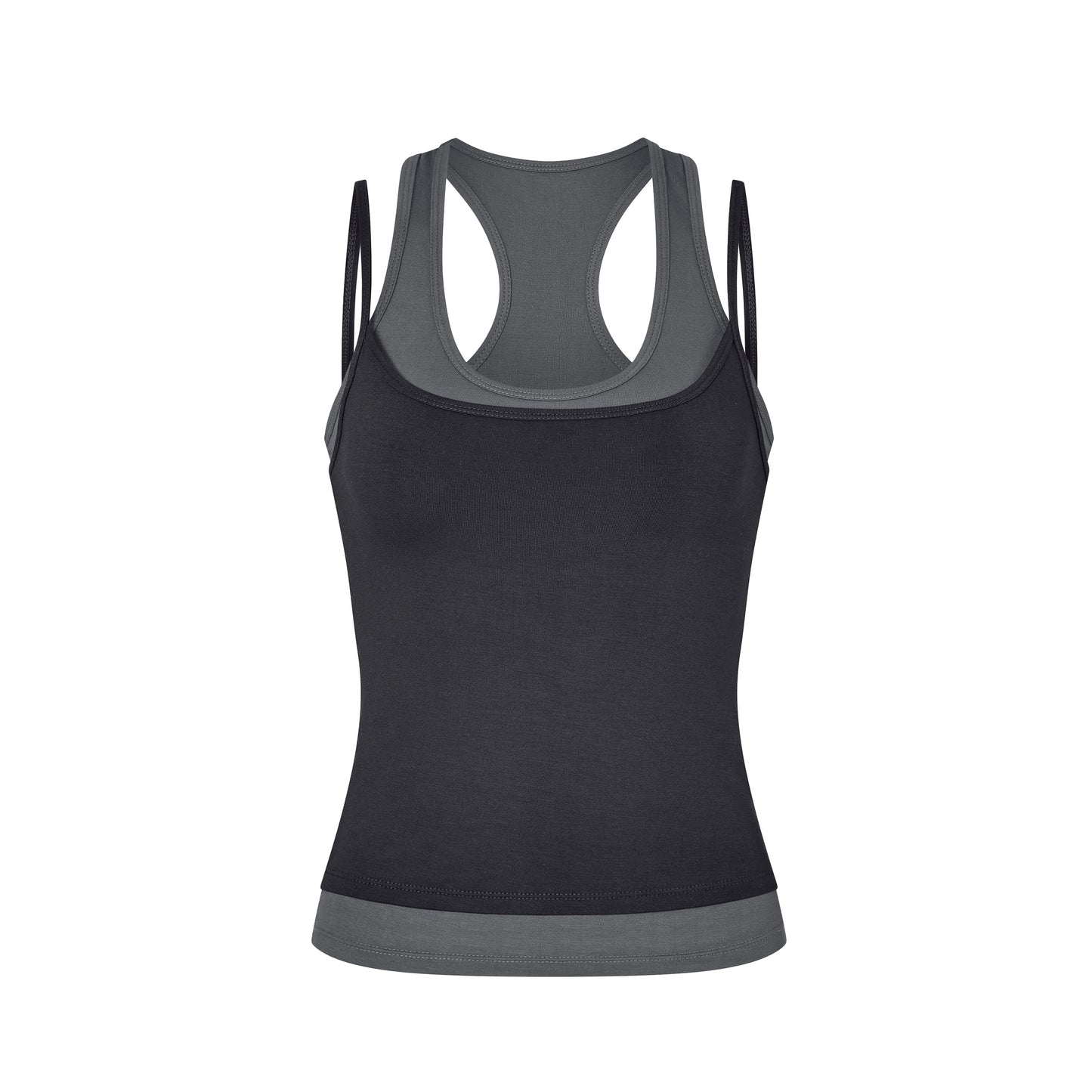 Layered Crew Neck Tank in Midnight/Charcoal
