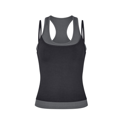 Layered Crew Neck Tank in Midnight/Charcoal