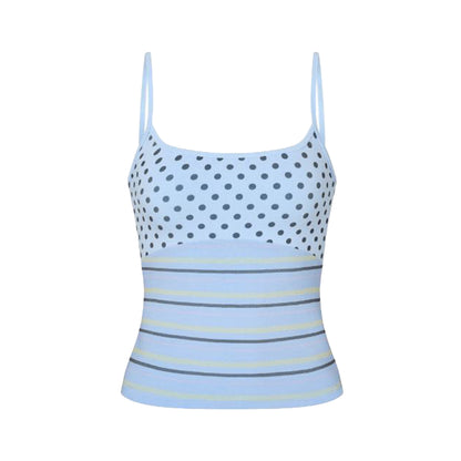 Printed Spaghetti Strap Tank in Sky