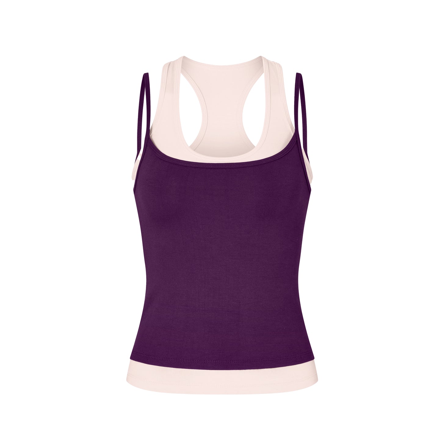 Layered Crew Neck Tank in Purple/Powder