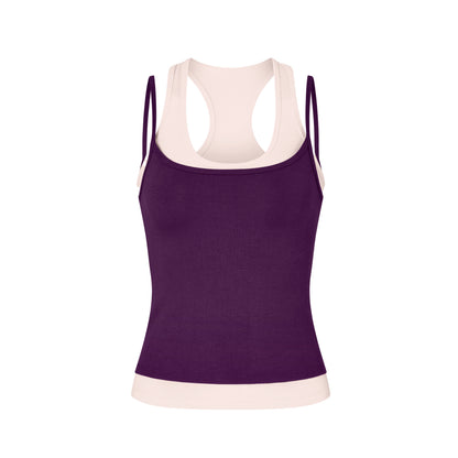 Layered Crew Neck Tank in Purple/Powder